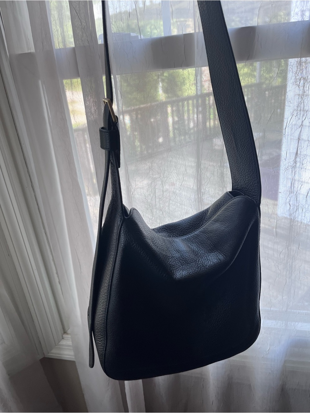 Black Pebble Leather Vera Bradley Shoulder Bag